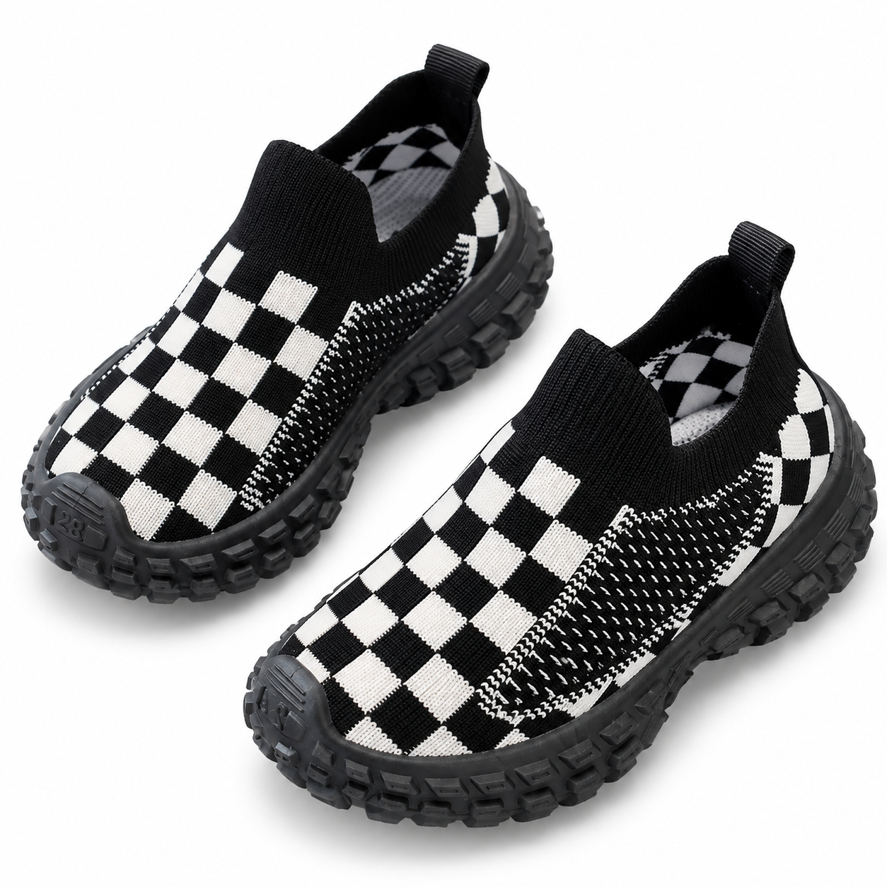 Checkerboard Knit Kids Sneakers