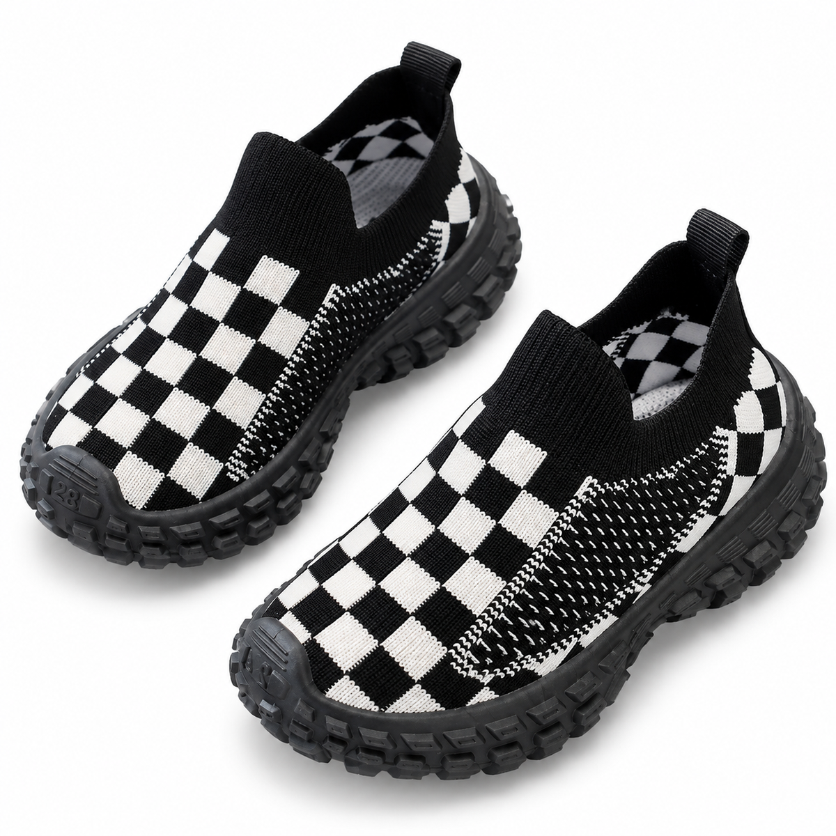 Checkerboard Knit Kids Sneakers