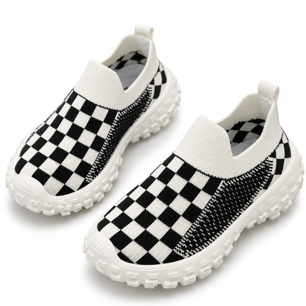 Checkerboard Knit Kids Sneakers