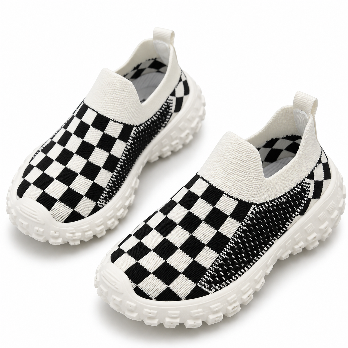 Checkerboard Knit Kids Sneakers
